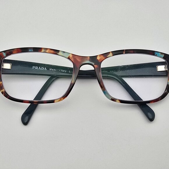 *SOLD* Prada VPR 18O NAG-1O1 Spotted Blue Havana Eyeglasses Frame w/ Flexhinge - Picture 10 of 12